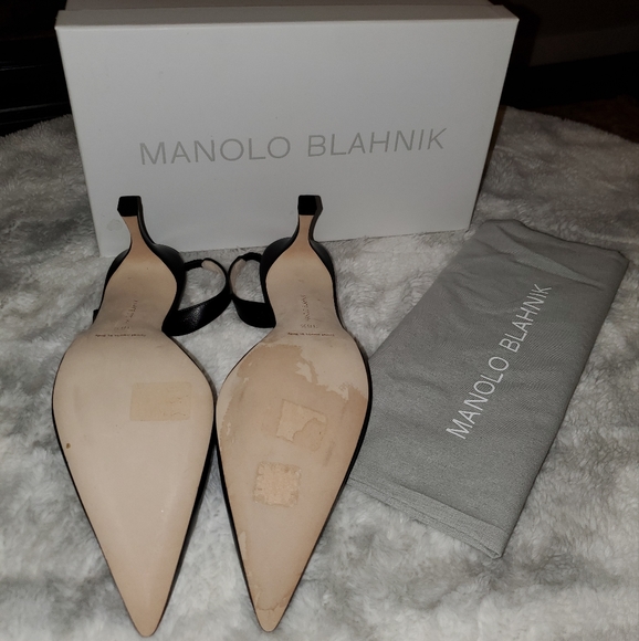 Manolo Blahnik Carolyne 70 Napa Black 38.5 - Picture 2 of 3